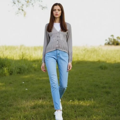 Ladies Button Cardigan